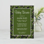 Groene en zwarte Camo Baby Shower-uitnodigingen Kaart (Staand voorkant)