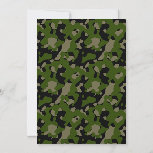 Groene en zwarte Camo Baby Shower-uitnodigingen Kaart (Achterkant)