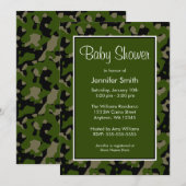 Groene en zwarte Camo Baby Shower-uitnodigingen Kaart (Voorkant / Achterkant)