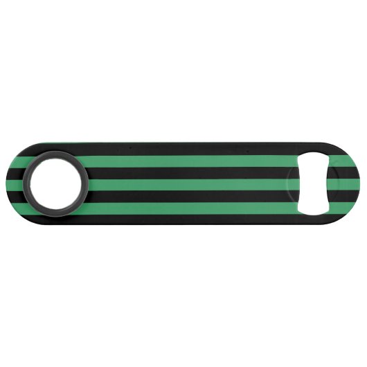 Groene en zwarte candy strepen speed flessenopener (Achterkant Horizontaal)