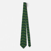 Groene en zwarte chevron streep stropdas (Voorkant)