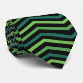 Groene en zwarte chevron streep stropdas (Opgerold)