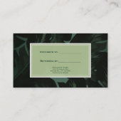 Groene en zwarte chique tropische bladeren verwijz aanbevelingskaartje (Achterkant)