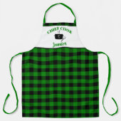 Groene en zwarte Cook Buffalo Plaid Pattern Schort (Voorkant)