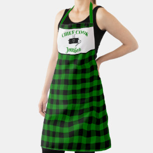 Groene en zwarte Cook Buffalo Plaid Pattern Schort