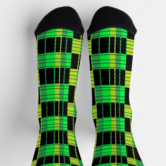 Groene en zwarte Crew Sokken met geruite stijl ont (Top)