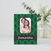Groene en zwarte damast briefkaart (Staand voorkant)