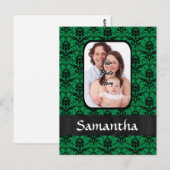 Groene en zwarte damast briefkaart (Voorkant / Achterkant)