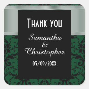 Groene en zwarte demper bedankt vierkante sticker