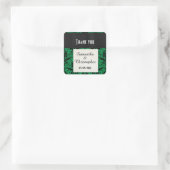 Groene en zwarte demper bedankt vierkante sticker (Tas)