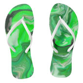 Groene en zwarte digitale lichtvlek teenslippers (Voetbed)