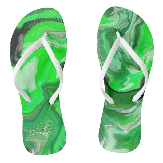 Groene en zwarte digitale lichtvlek teenslippers (Voetbed)