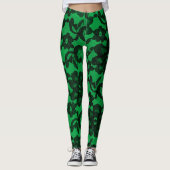 Groene en zwarte Elegant Faux Lace Spandex-Legging Leggings (Voorkant)