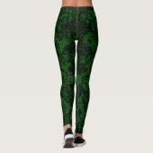 Groene en zwarte faux kant leggings (Achterkant)
