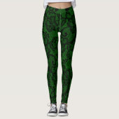 Groene en zwarte faux kant leggings (Voorkant)