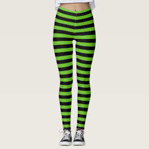 Groene en zwarte gestreept halloween-Leggings Leggings