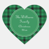 Groene en Zwarte Gezellige Plaids Naam Hart Sticker (Voorkant)