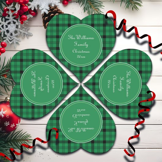 Groene en Zwarte Gezellige Plaids Naam Hart Sticker