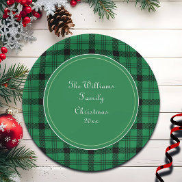 Groene en Zwarte Gezellige Plaids Naam Papieren Bordje