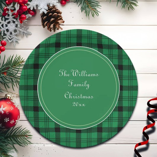 Groene en Zwarte Gezellige Plaids Naam Papieren Bordje