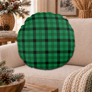 Groene en Zwarte Gezellige Plaids Rond Kussen