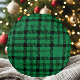 Groene en Zwarte Gezellige Plaids Rond Kussen