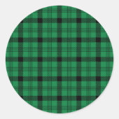 Groene en Zwarte Gezellige Plaids Ronde Sticker (Voorkant)