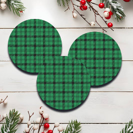 Groene en Zwarte Gezellige Plaids Ronde Sticker