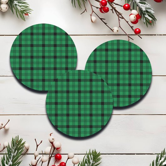 Groene en Zwarte Gezellige Plaids Ronde Sticker