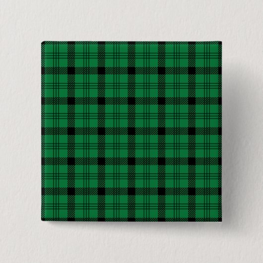 Groene en Zwarte Gezellige Plaids Vierkante Button 5,1 Cm (Voorkant)