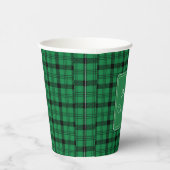 Groene en Zwarte Gezellige Plaids Vrolijk Kerstfee Papieren Bekers (Rechts)