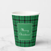 Groene en Zwarte Gezellige Plaids Vrolijk Kerstfee Papieren Bekers (Voorkant)
