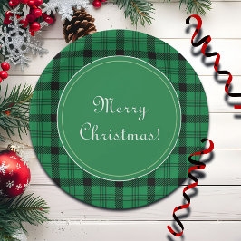 Groene en Zwarte Gezellige Plaids Vrolijk Kerstfee Papieren Bordje
