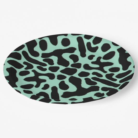 Groene en zwarte giftige kunstkikker papieren bordje (Gekanteld)