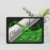 Groene en Zwarte Graduation Party Kaart (Staand voorkant)
