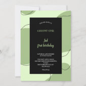 GROENE EN ZWARTE GROOVY UITNODIGING (Voorkant)