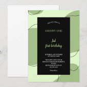GROENE EN ZWARTE GROOVY UITNODIGING (Voorkant / Achterkant)