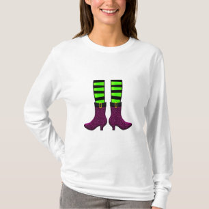 Groene en zwarte heksen met Paarse Boots T-shirt