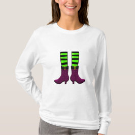 Groene en zwarte heksen met Paarse Boots T-shirt