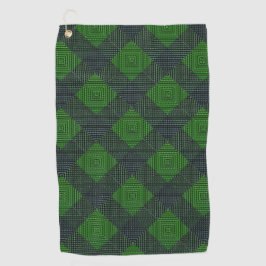 Groene en zwarte hellende vierkanten of schaakbord golfhanddoek