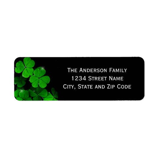 Groene en Zwarte Klaver Retouradreslabel Etiket (Voorkant)