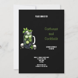 GROENE EN ZWARTE KOSTUUMS EN COCKTAILS HALLOWEEN KAART