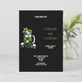 GROENE EN ZWARTE KOSTUUMS EN COCKTAILS HALLOWEEN KAART (Staand voorkant)
