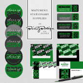 Groene en zwarte krijtbord afstudeerstickers ronde sticker