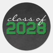 Groene en zwarte krijtbord afstudeerstickers ronde sticker (Voorkant)