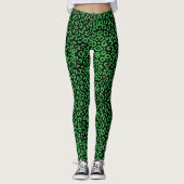 Groene en zwarte luipaard afdrukken leggings (Voorkant)