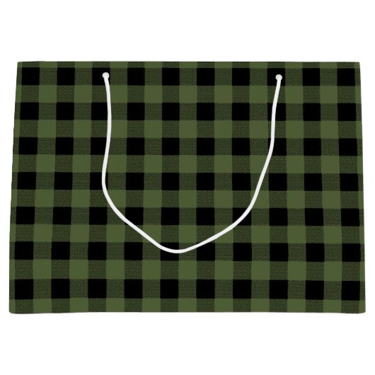 Groene en zwarte Lumberjack Play Gift Bag, glanzen Groot Cadeauzakje (Voorkant)