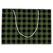Groene en zwarte Lumberjack Play Gift Bag, glanzen Groot Cadeauzakje (Achterkant)