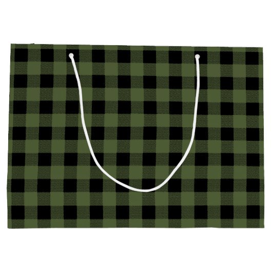 Groene en zwarte Lumberjack Play Gift Bag, glanzen Groot Cadeauzakje (Achterkant)