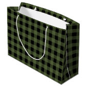 Groene en zwarte Lumberjack Play Gift Bag, glanzen Groot Cadeauzakje (Achterkant Gekanteld)
